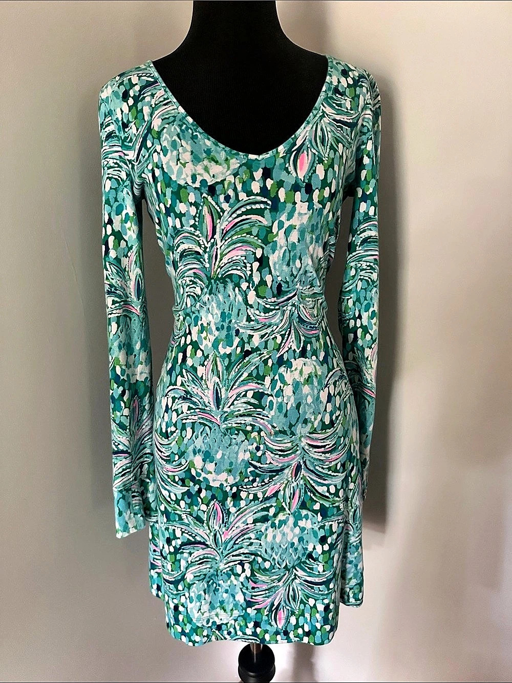 Lilly Pulitzer Kaisley Dual-Neck Dress Mini Dress in Green & Pink